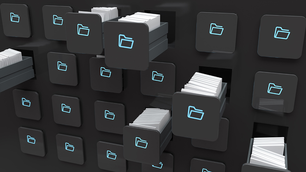 computer file folders illustrated as filing cabinets